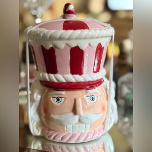 Festive Living Large Nutcracker Holiday Cookie Jar / Decor ~ 10”